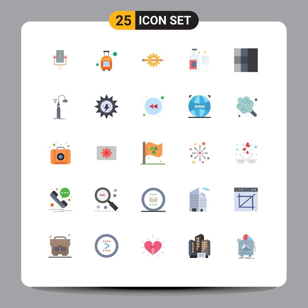 Modern Set of 25 Flat Colors and symbols such as whiskey bar content alcohol gear Editable Vector Design Elements