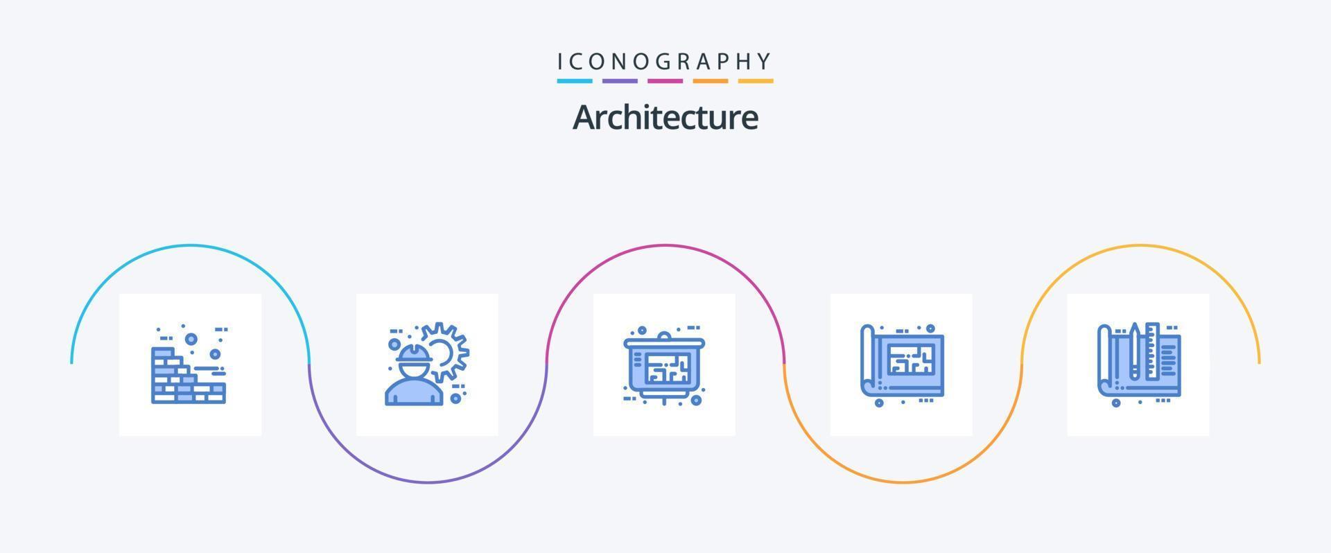 Architecture Blue 5 Icon Pack Including architect. plan. architect. floor. blue vector