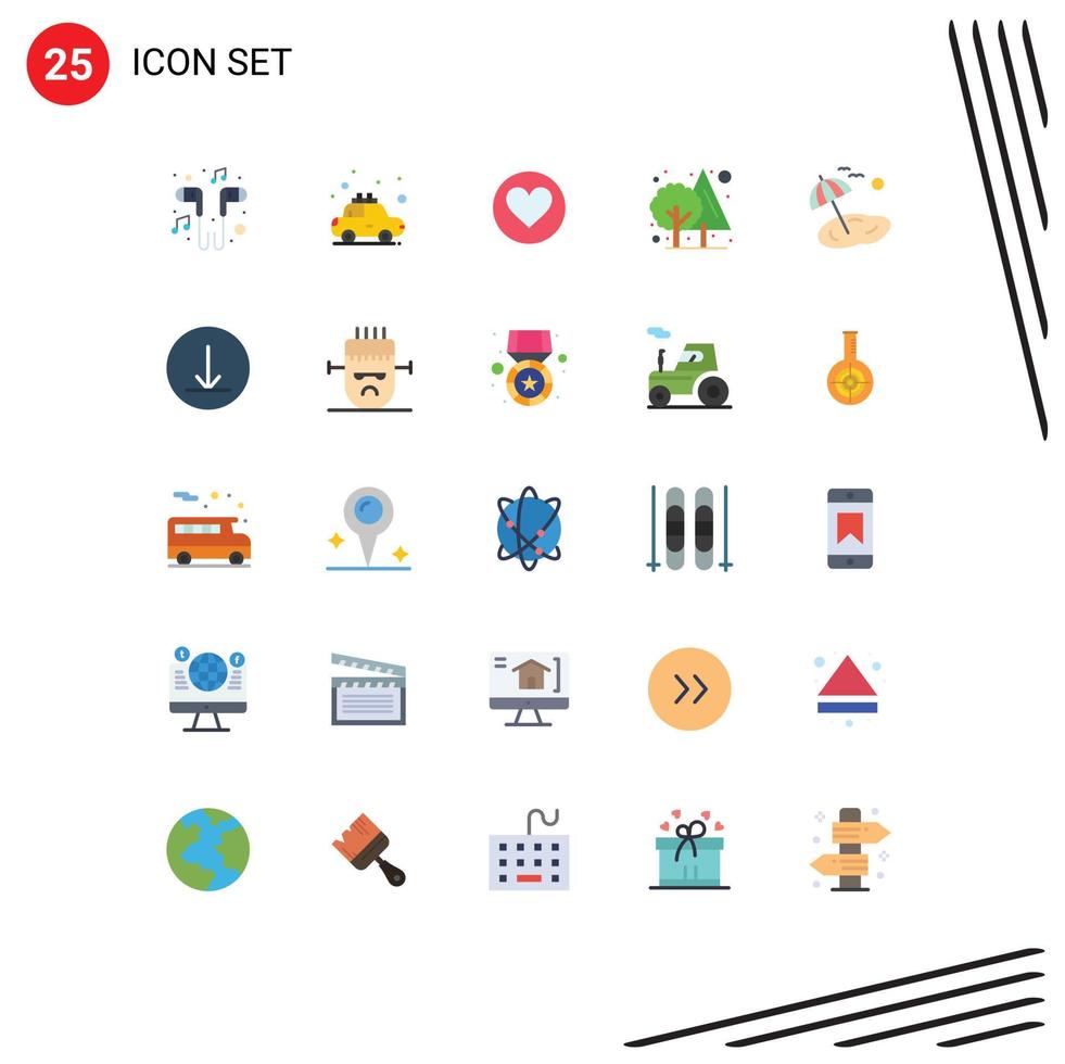 Set of 25 Modern UI Icons Symbols Signs for beach tree rent jungle cack Editable Vector Design Elements