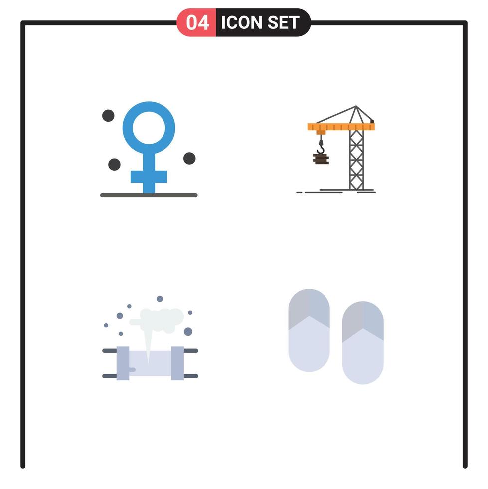 Pack of 4 Modern Flat Icons Signs and Symbols for Web Print Media such as biology gas medical construction pollution Editable Vector Design Elements