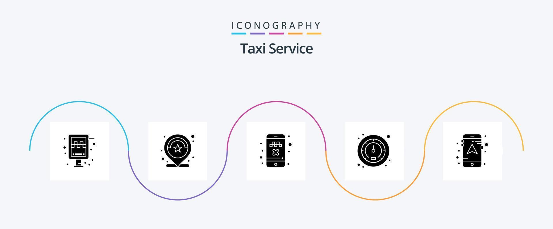 Taxi Servicio glifo 5 5 icono paquete incluso móvil. tráfico. estrellas. velocidad. transporte vector