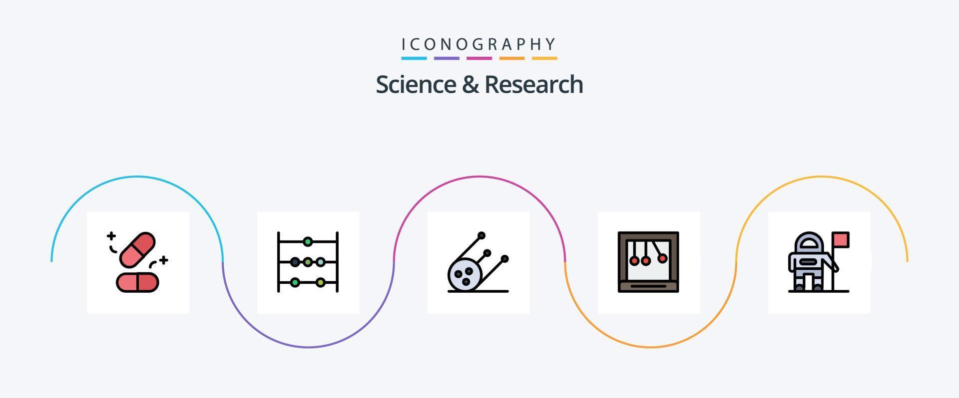 Science Line Filled Flat 5 Icon Pack Including . flag. shuttle. exploration. newton vector