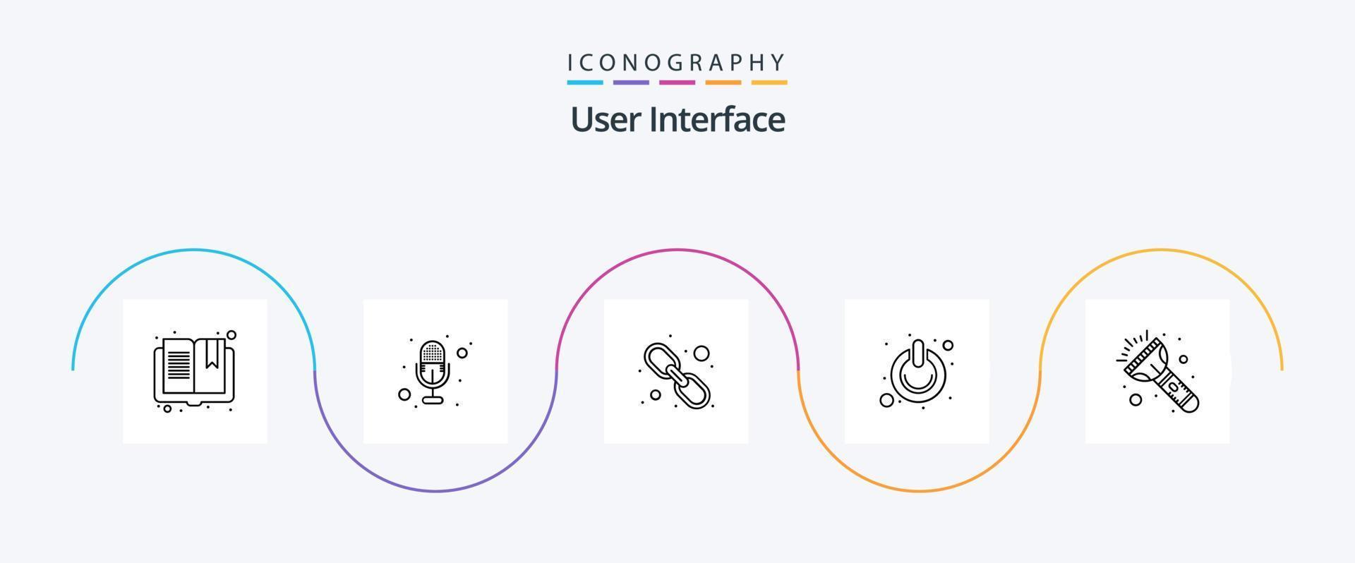 User Interface Line 5 Icon Pack Including light. switch. link. power. off vector