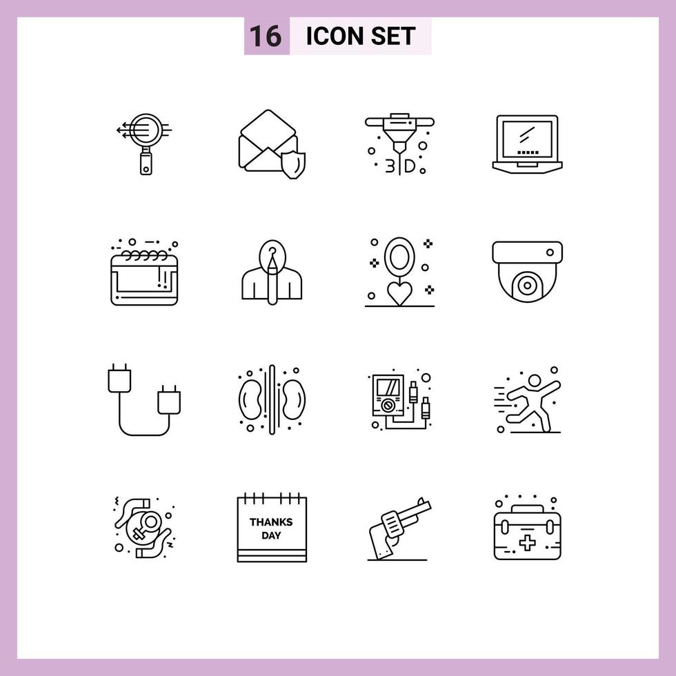 16 Thematic Vector Outlines and Editable Symbols of big sale laptop printing imac monitor Editable Vector Design Elements