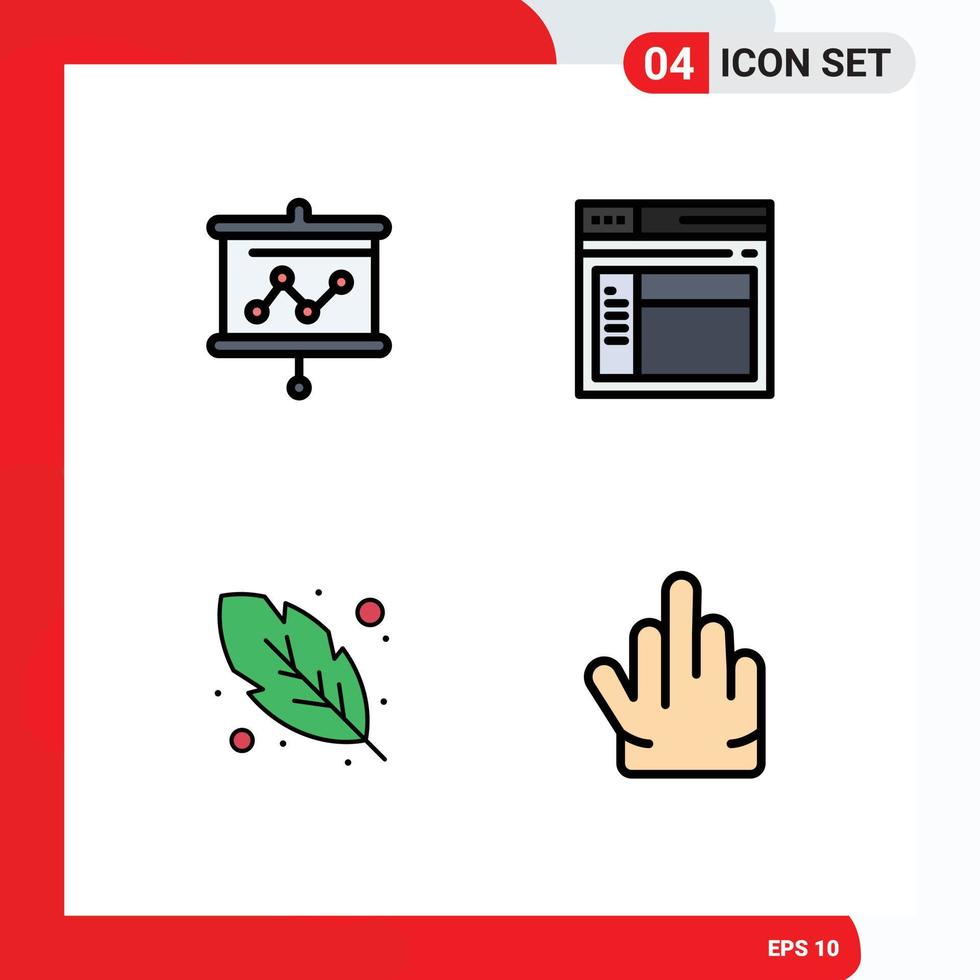 4 Universal Filledline Flat Colors Set for Web and Mobile Applications board feather projector web fingers Editable Vector Design Elements