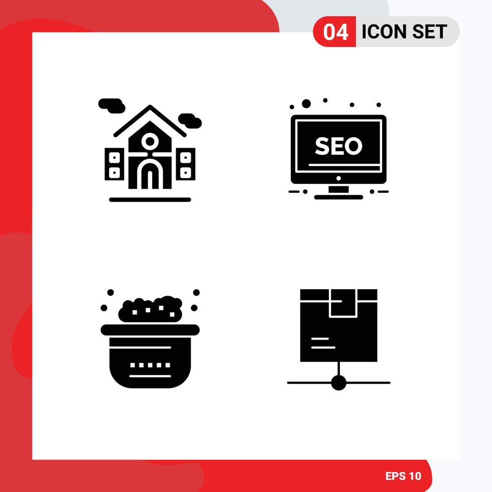 Set of Vector Solid Glyphs on Grid for building bubbles desktop monitor delivery Editable Vector Design Elements
