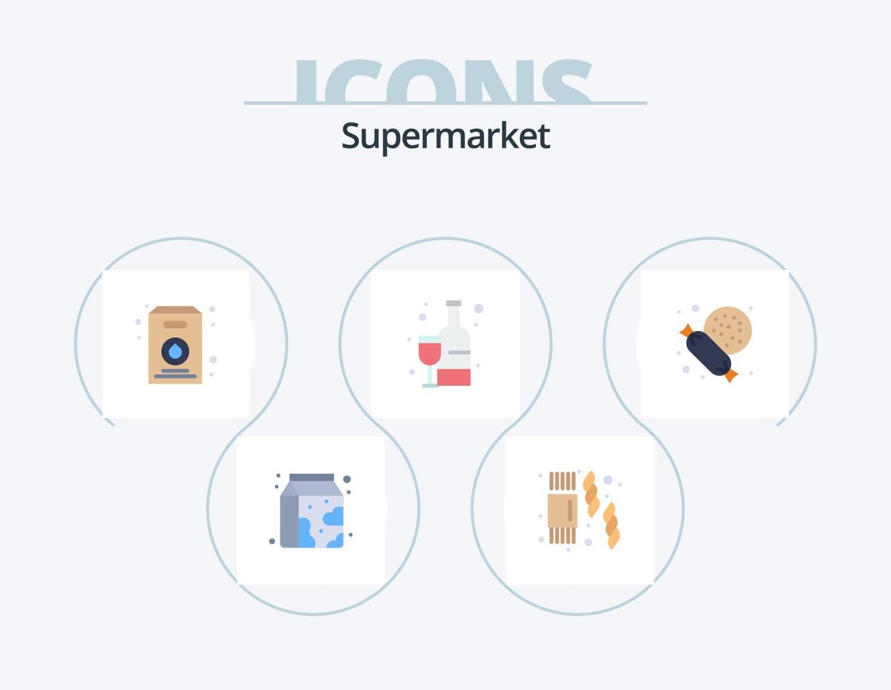 Supermarket Flat Icon Pack 5 Icon Design. . sweet. pack. supermarket. alcoholic vector