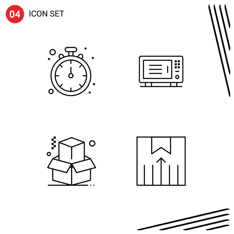 Pack of 4 creative Filledline Flat Colors of stop business fix machine delivery Editable Vector Design Elements