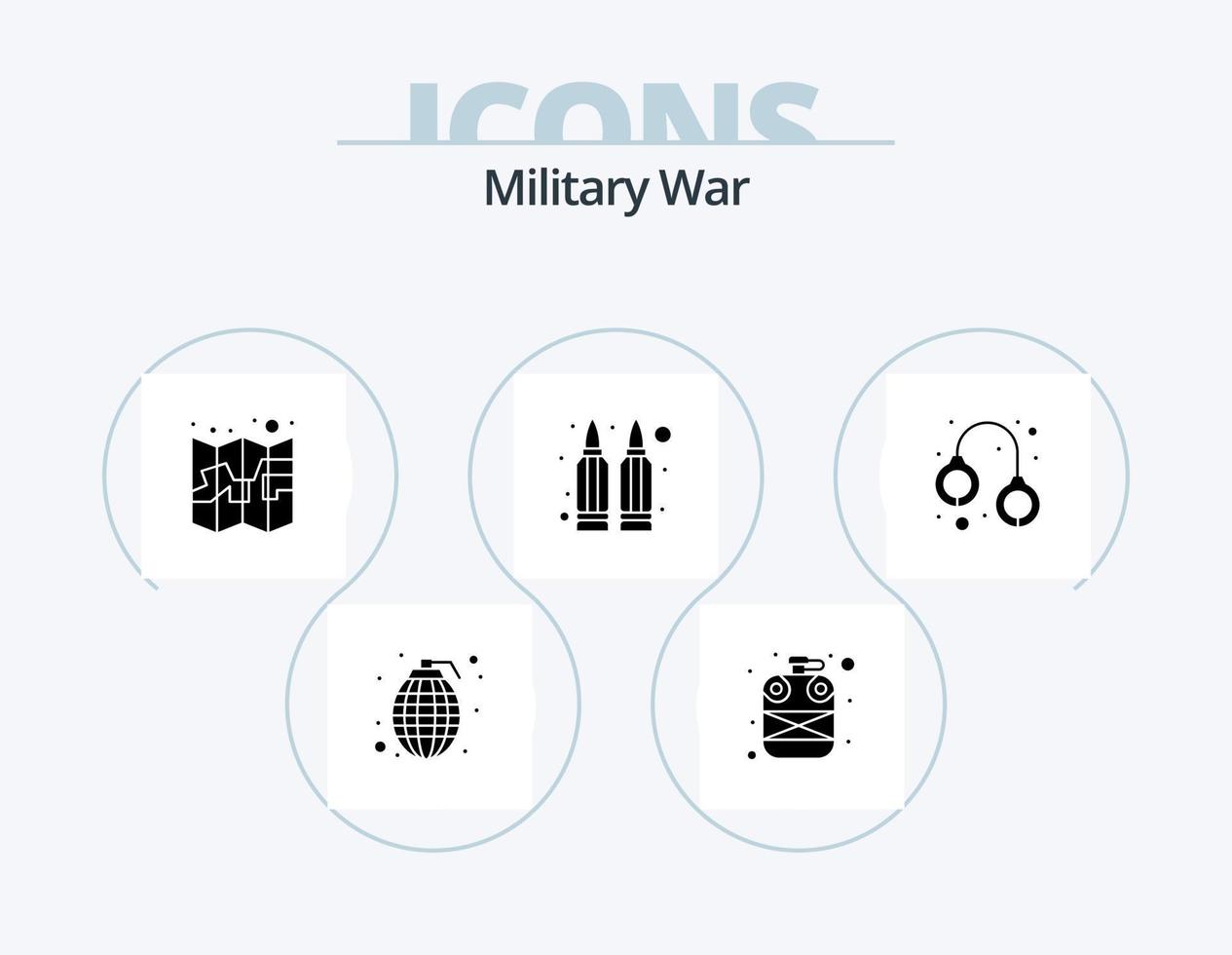 Military War Glyph Icon Pack 5 Icon Design. badge. weapons. army. shoot. bullets vector