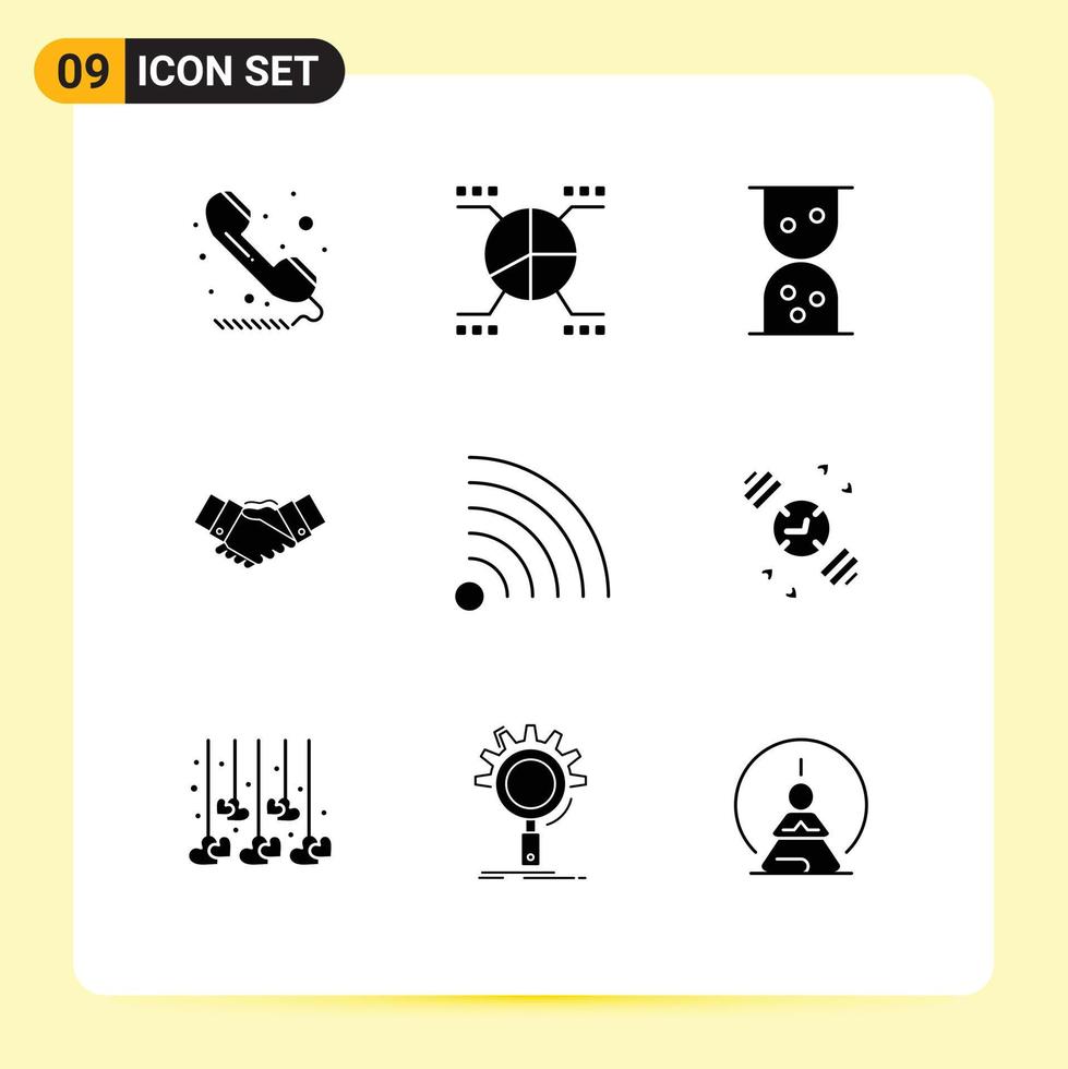 Modern Set of 9 Solid Glyphs Pictograph of news partnership statistics partners business Editable Vector Design Elements