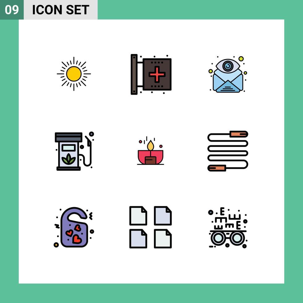 Modern Set of 9 Filledline Flat Colors and symbols such as renewable ecology attachment diesel view Editable Vector Design Elements