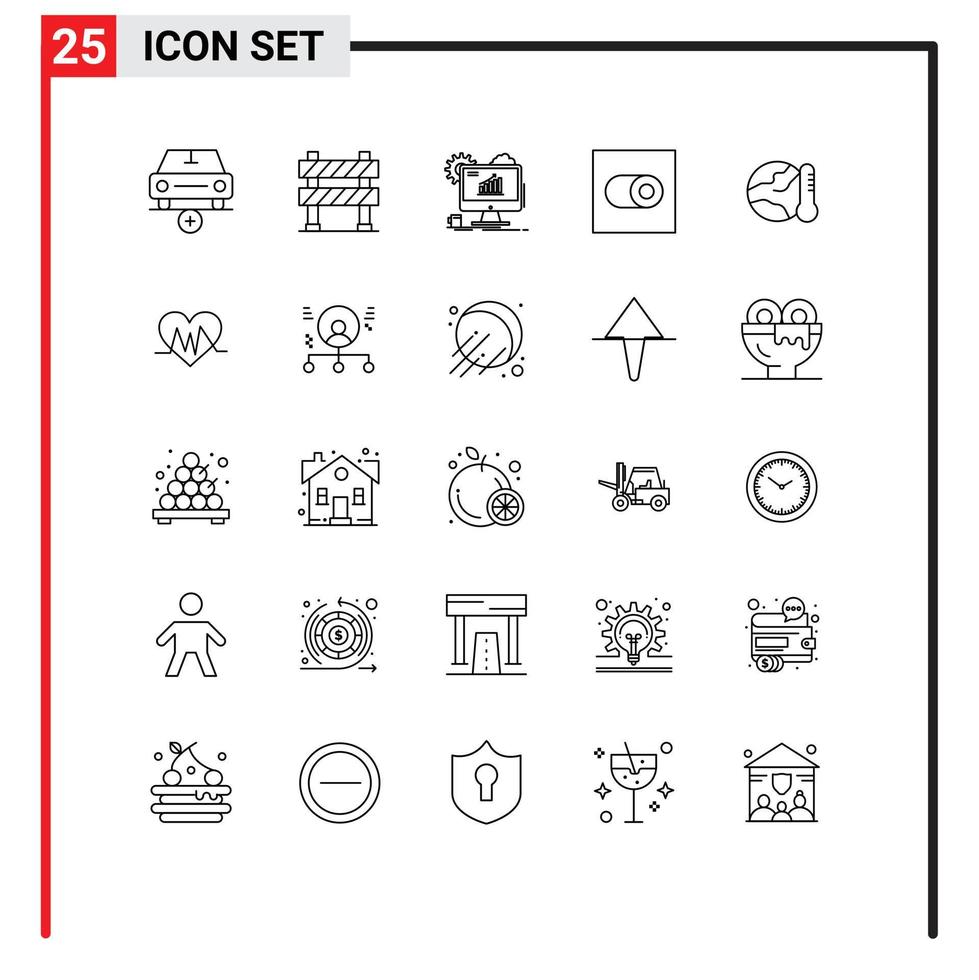 Mobile Interface Line Set of 25 Pictograms of toggle settings road sign setting seo Editable Vector Design Elements