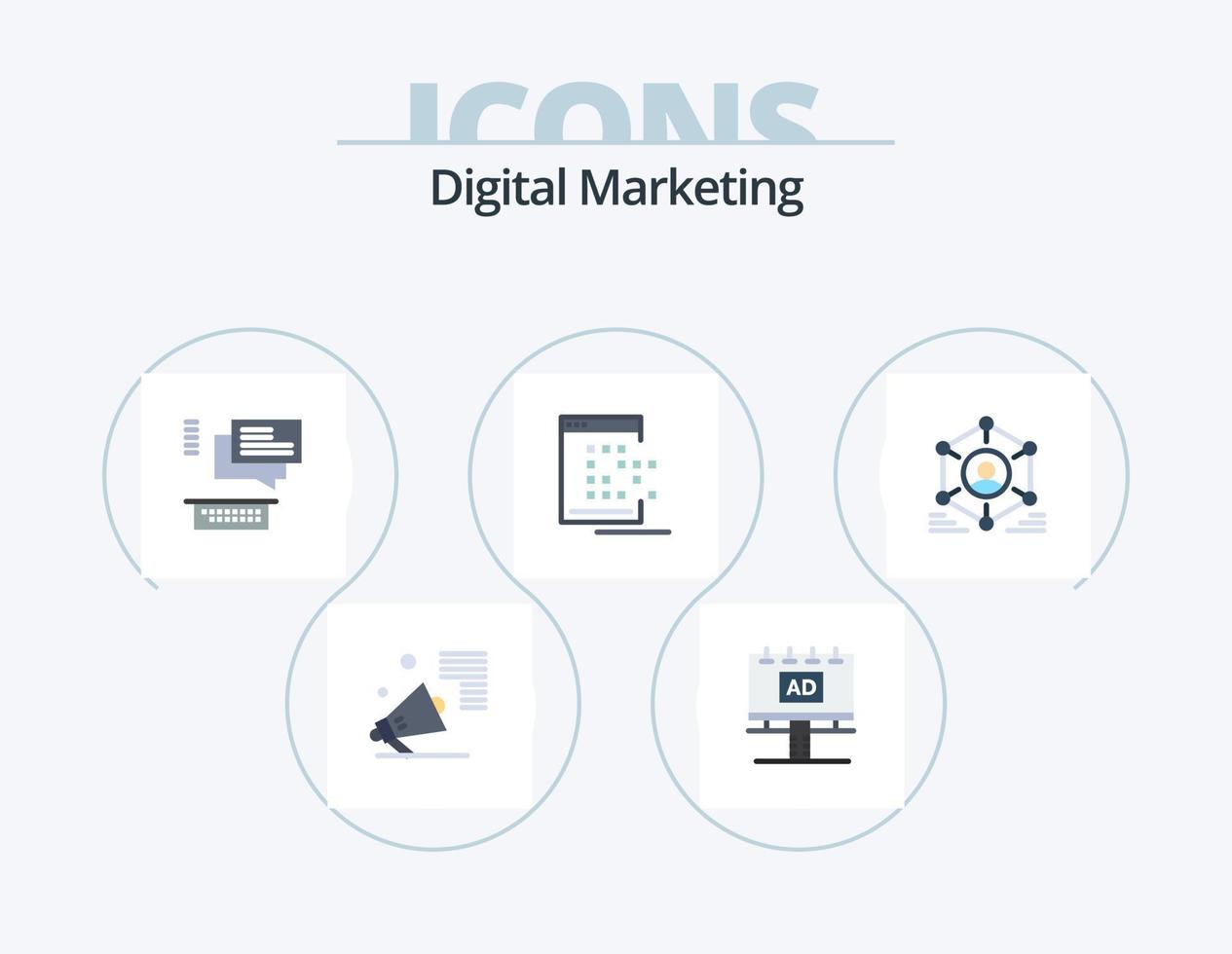 Digital Marketing Flat Icon Pack 5 Icon Design. dot. app. billboard. mobile. chating vector