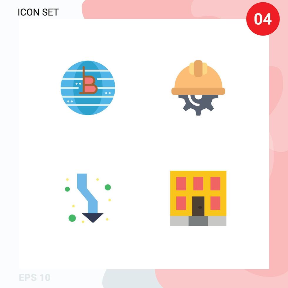 4 Thematic Vector Flat Icons and Editable Symbols of future of money arrow decentralized gear up Editable Vector Design Elements