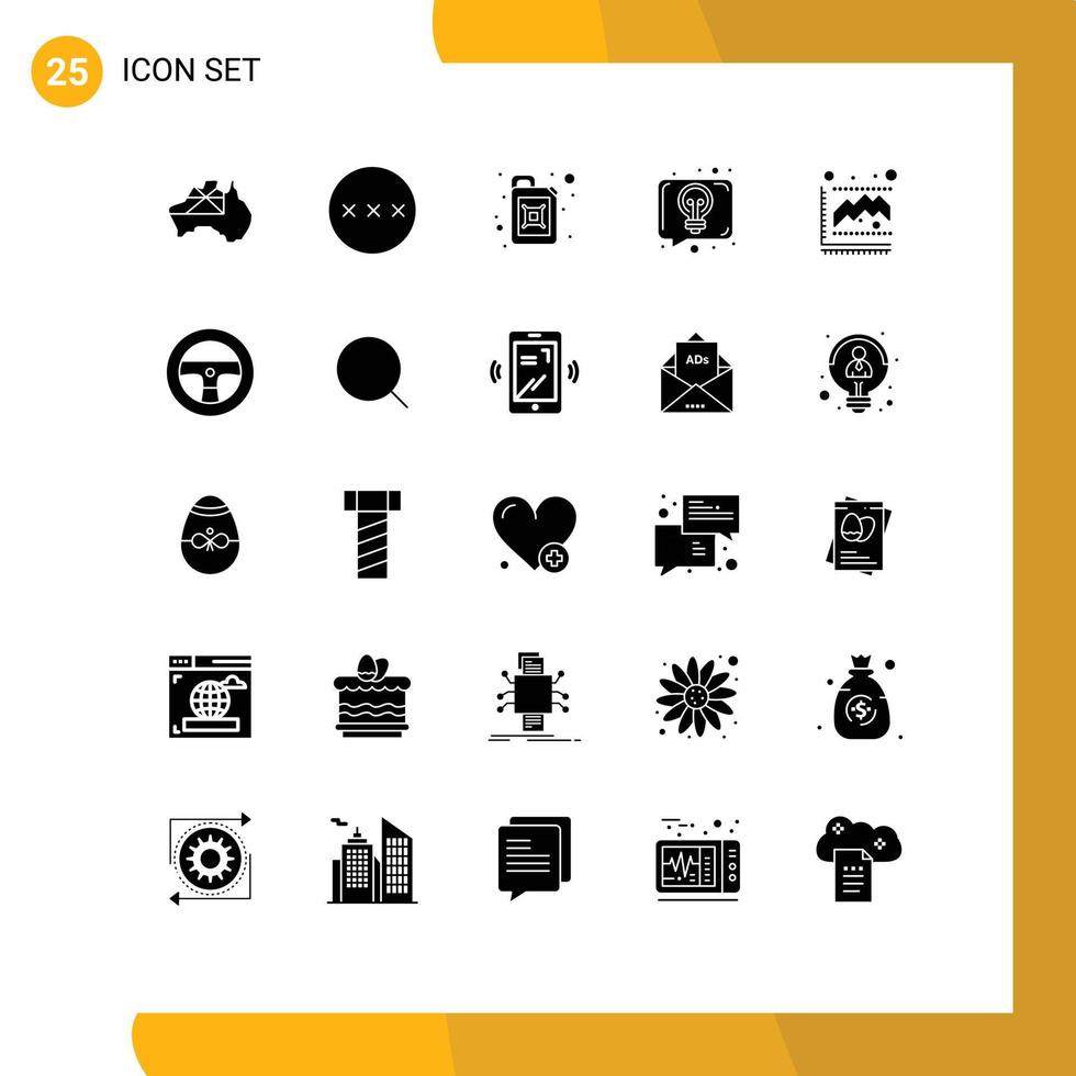 Set of 25 Vector Solid Glyphs on Grid for growth diagram canister talk discussion Editable Vector Design Elements