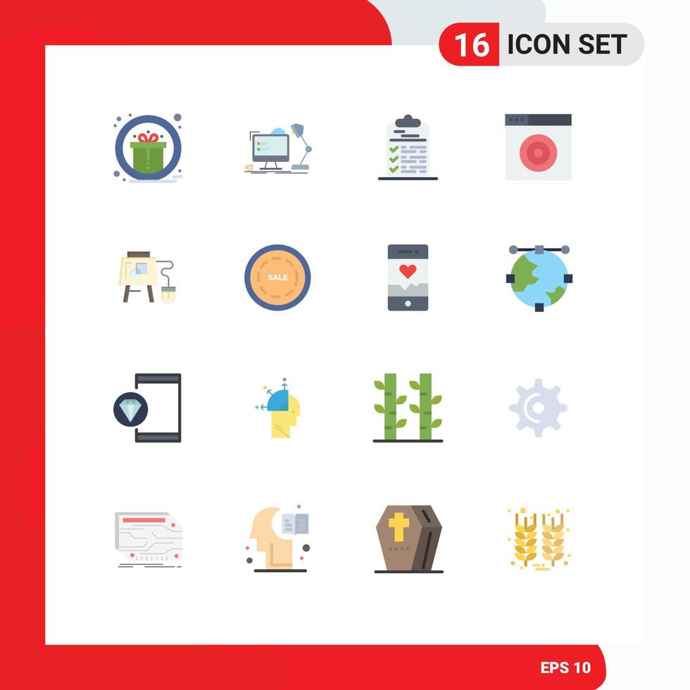Universal Icon Symbols Group of 16 Modern Flat Colors of mouse internet computer find document Editable Pack of Creative Vector Design Elements