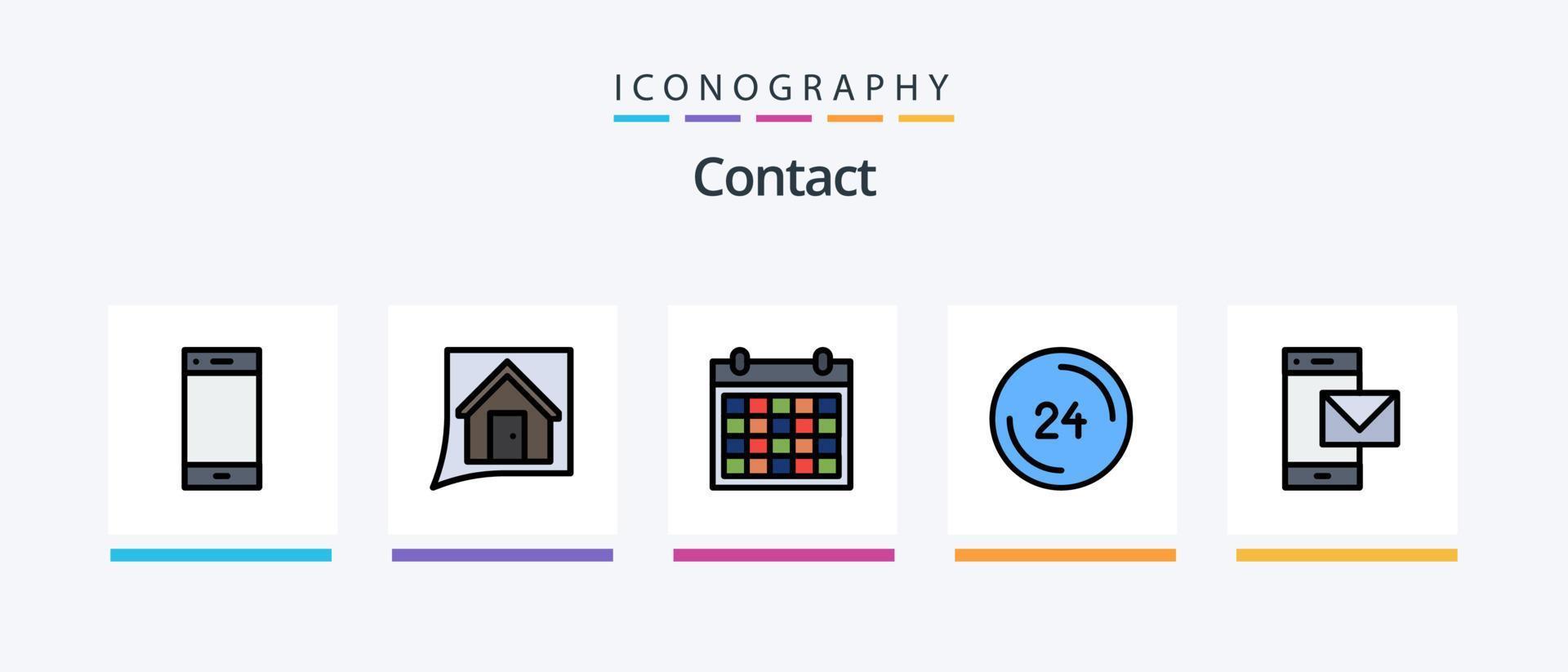 Contact Line Filled 5 Icon Pack Including contact us. communication. contact. conversation. communication. Creative Icons Design vector