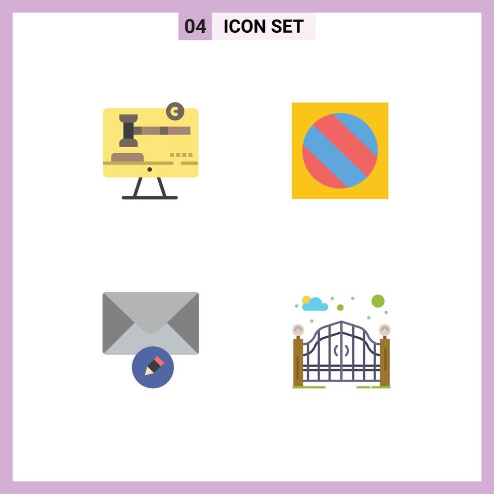 Set of 4 Commercial Flat Icons pack for copy right message law photo garden Editable Vector Design Elements