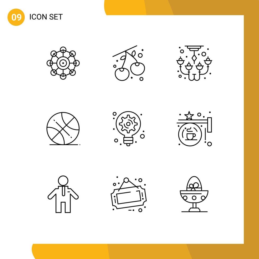 User Interface Pack of 9 Basic Outlines of innovation generation chandelier usa ball Editable Vector Design Elements