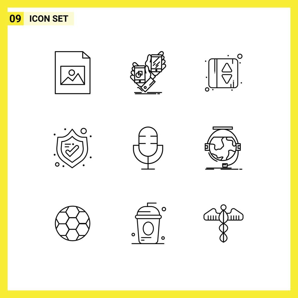 Modern Set of 9 Outlines and symbols such as products electronics elevator devices security Editable Vector Design Elements