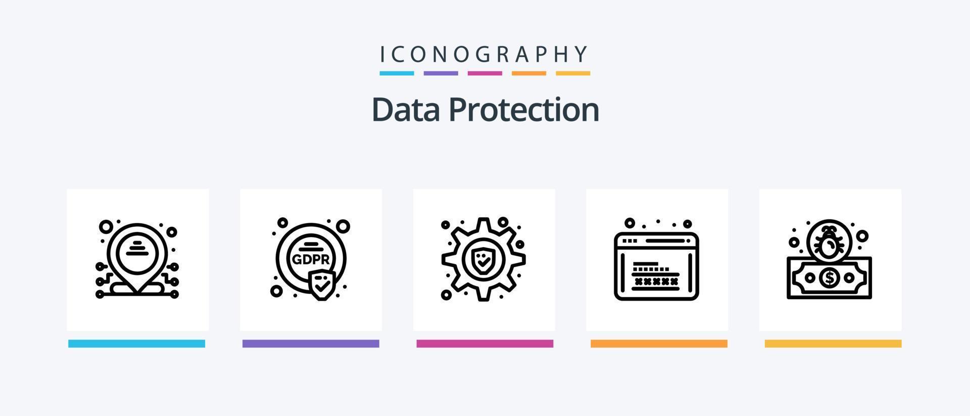 Data Protection Line 5 Icon Pack Including security. badge. protection. id. security. Creative Icons Design vector