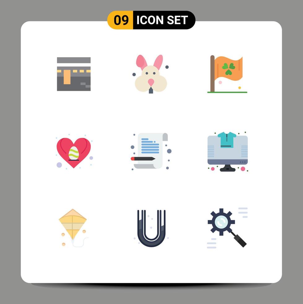 9 Universal Flat Colors Set for Web and Mobile Applications notepad letter flag love egg Editable Vector Design Elements