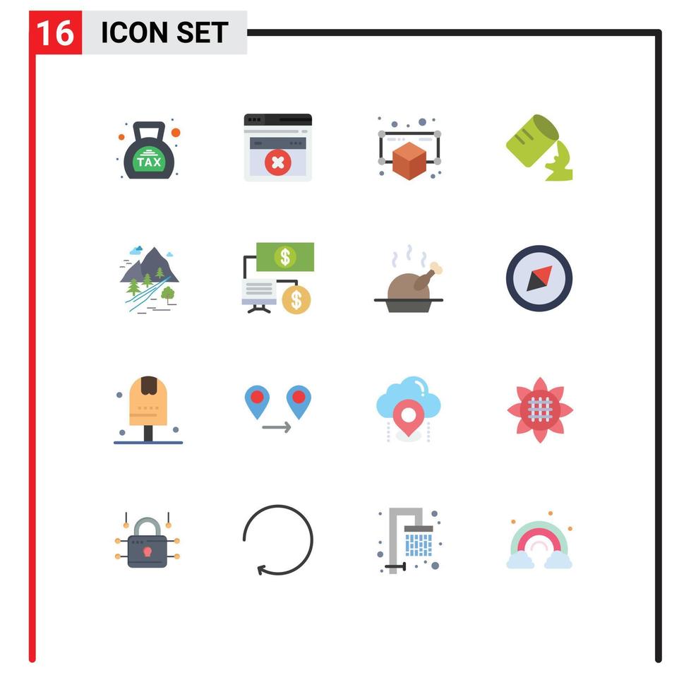 16 Flat Color concept for Websites Mobile and Apps hill rocks gadget humid glass Editable Pack of Creative Vector Design Elements