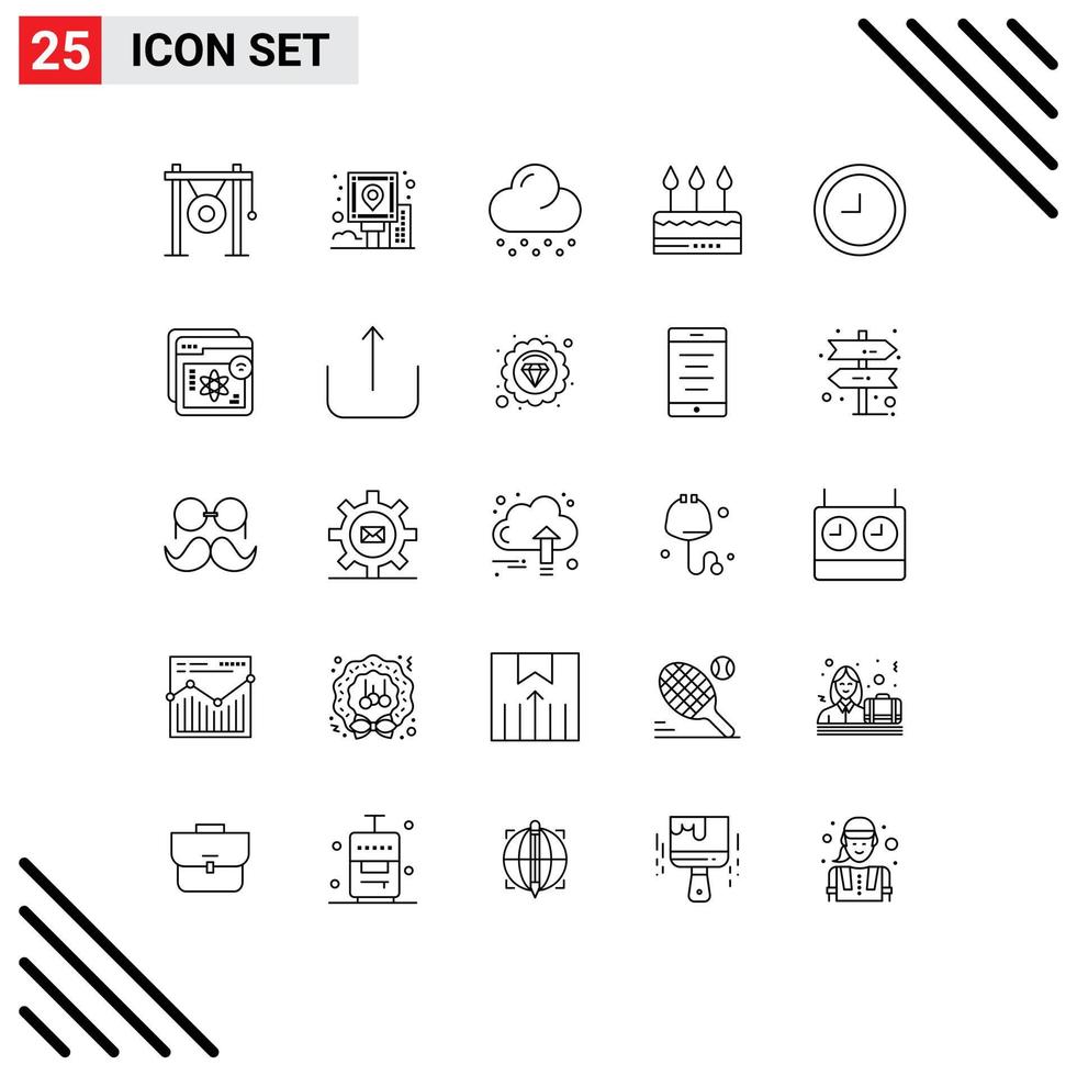 25 User Interface Line Pack of modern Signs and Symbols of party event post celebration weather Editable Vector Design Elements