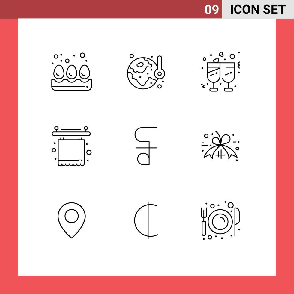 valores vector icono paquete de 9 9 línea señales y símbolos para moneda interior champán mueble baño editable vector diseño elementos