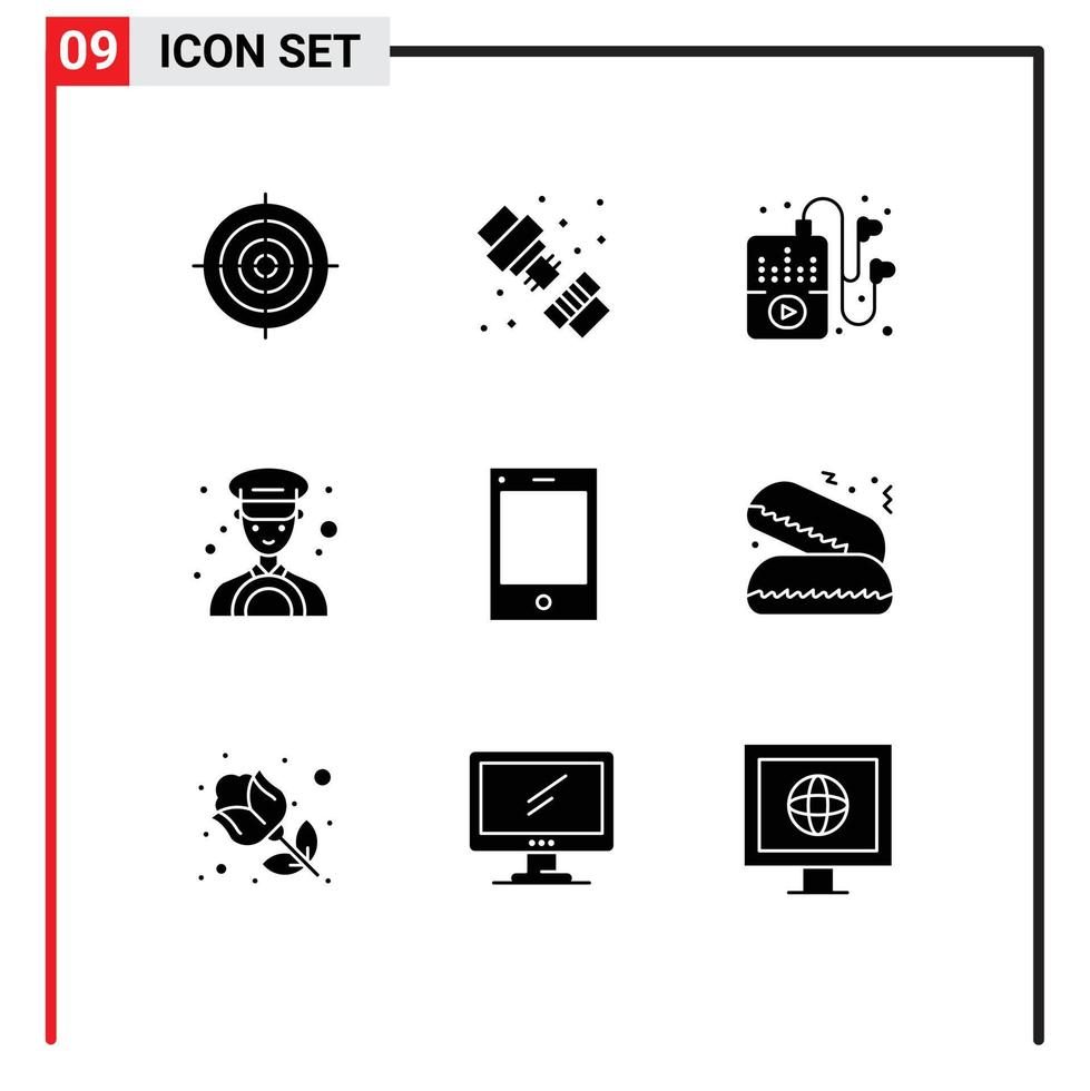 Universal Icon Symbols Group of 9 Modern Solid Glyphs of phone devices plumbing taxi car Editable Vector Design Elements