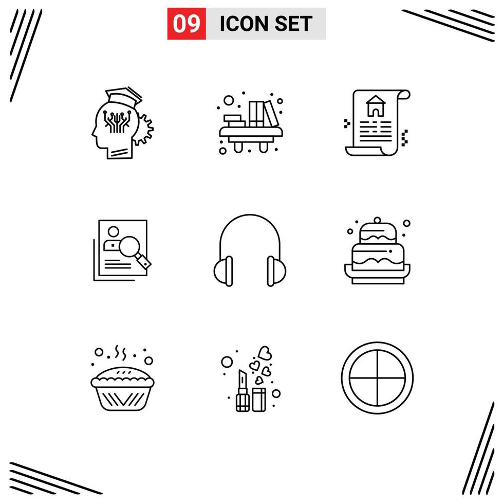 Modern Set of 9 Outlines Pictograph of personal human school hr real Editable Vector Design Elements