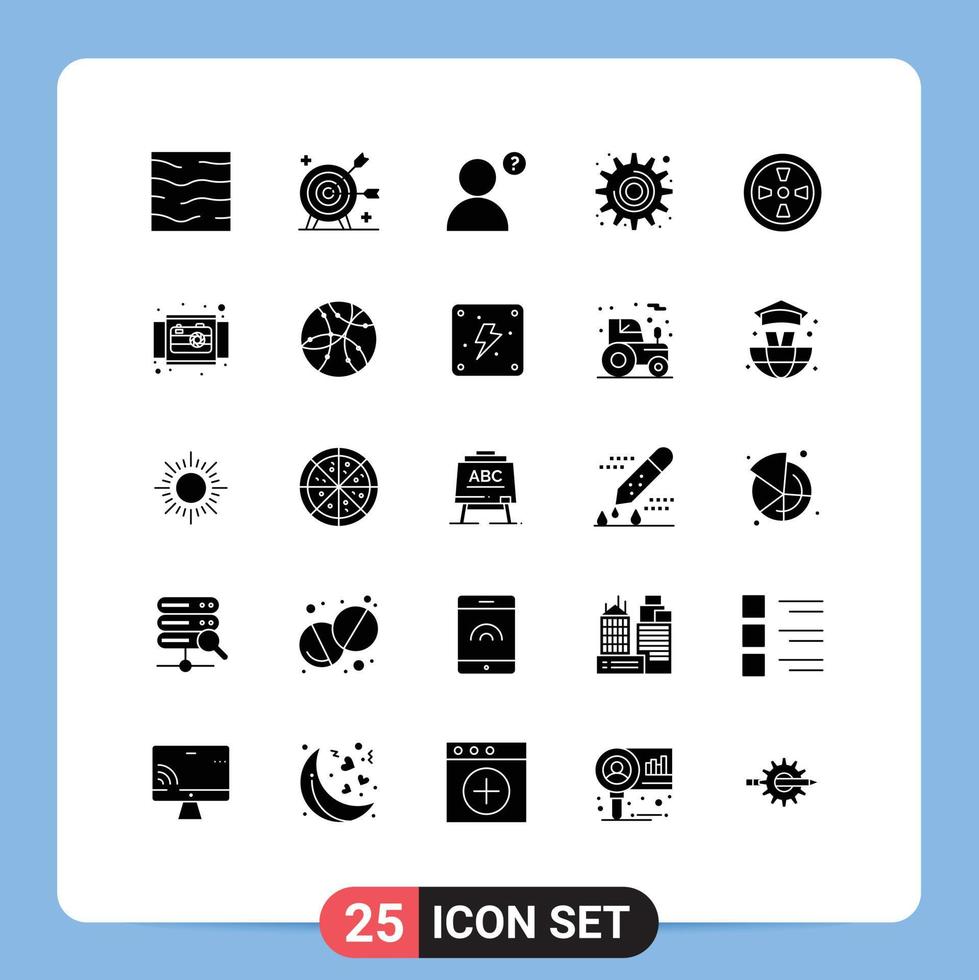 Stock Vector Icon Pack of 25 Line Signs and Symbols for turbine tool marketing settings cog Editable Vector Design Elements