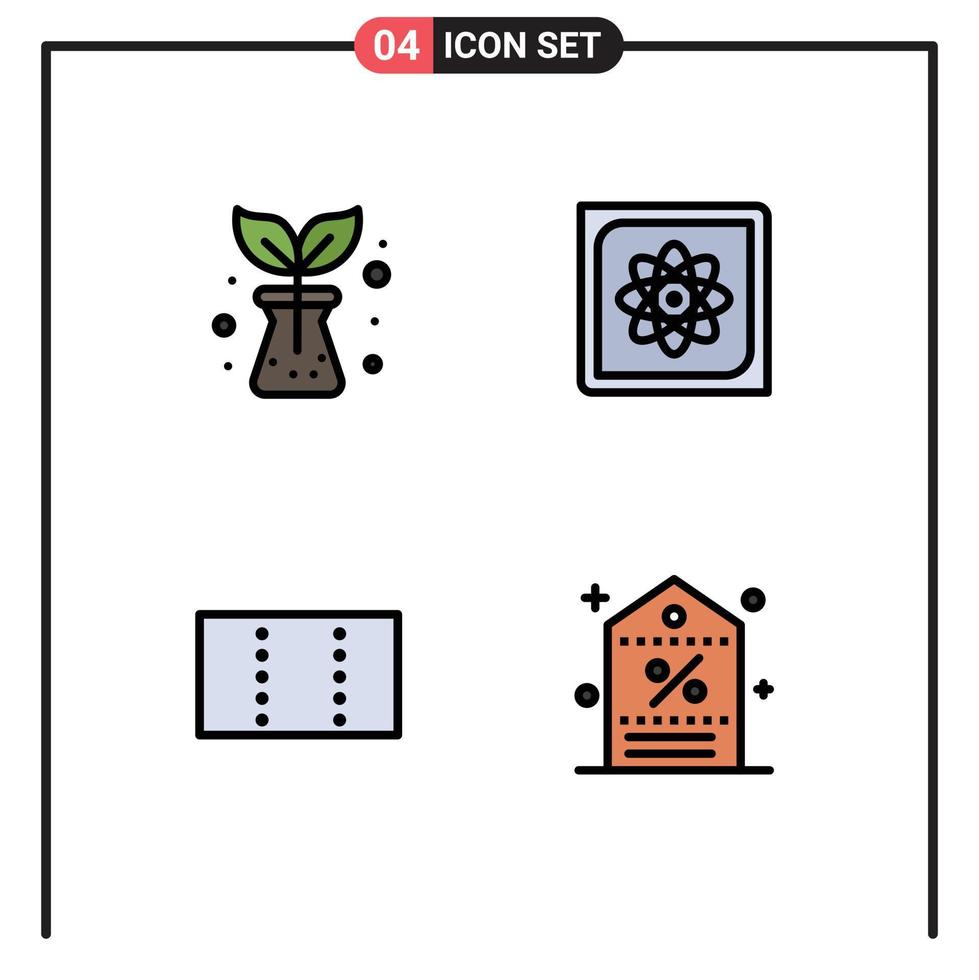 Modern Set of 4 Filledline Flat Colors and symbols such as agriculture minimize computation data price Editable Vector Design Elements