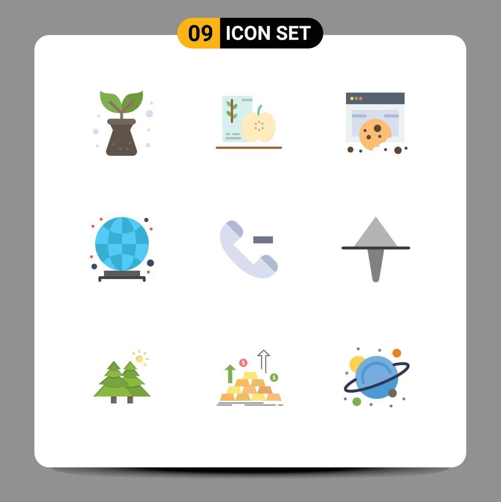 Set of 9 Vector Flat Colors on Grid for contact world compliance globe privacy Editable Vector Design Elements