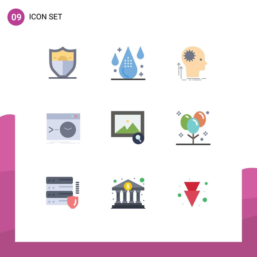 Set of 9 Modern UI Icons Symbols Signs for terminal root mind command brainstorming Editable Vector Design Elements
