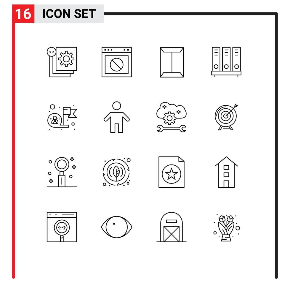 16 Outline concept for Websites Mobile and Apps database archive web box open Editable Vector Design Elements