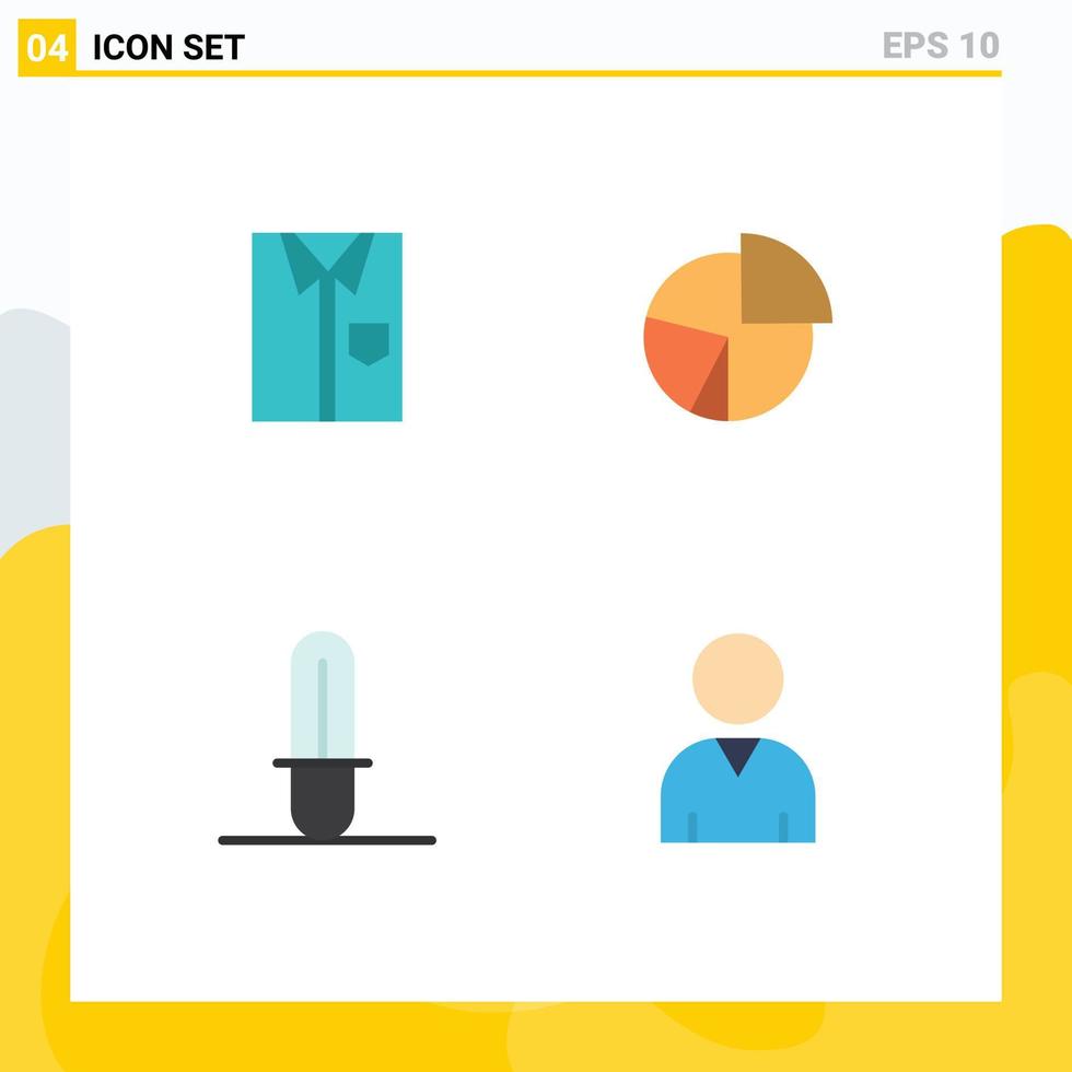 4 Flat Icon concept for Websites Mobile and Apps shirt diagram dress wear graph Editable Vector Design Elements
