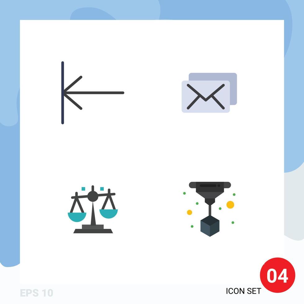 Pack of 4 creative Flat Icons of arrow finance business balance print Editable Vector Design Elements