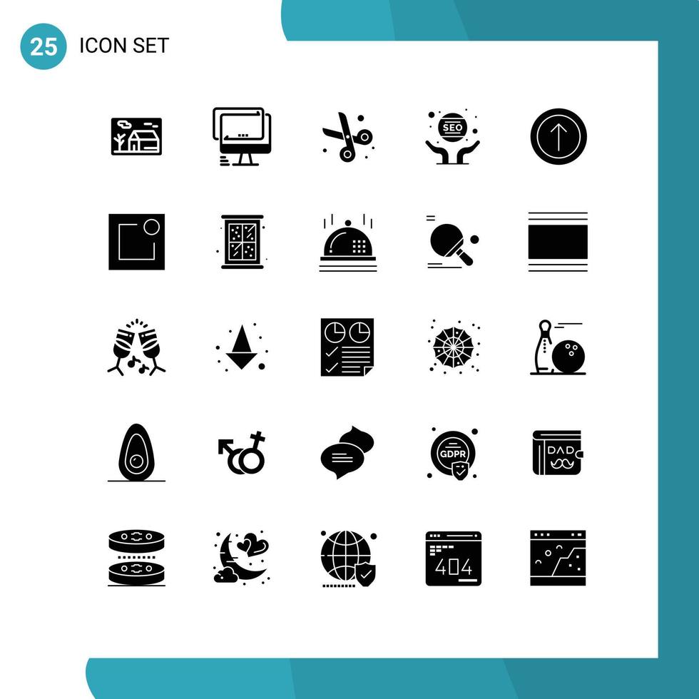 Set of 25 Modern UI Icons Symbols Signs for seo hand imac business education Editable Vector Design Elements