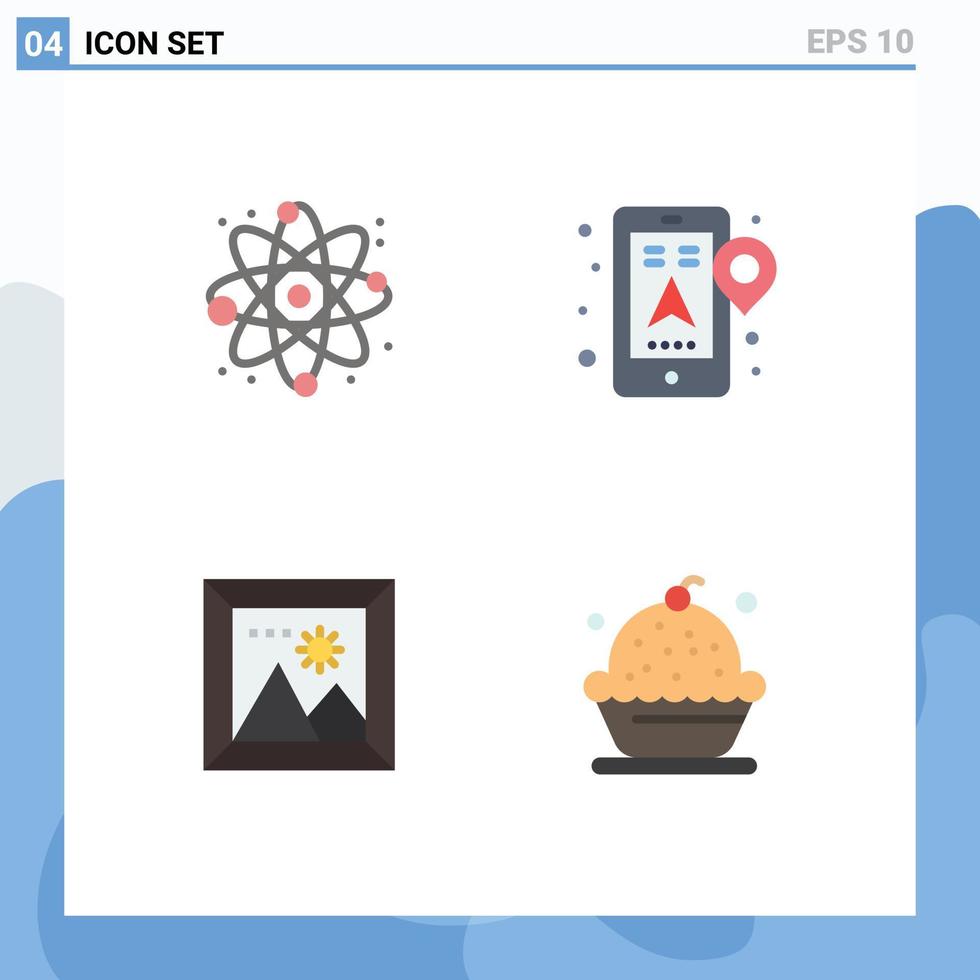 Pack of 4 creative Flat Icons of physics picture gps navigation baking Editable Vector Design Elements
