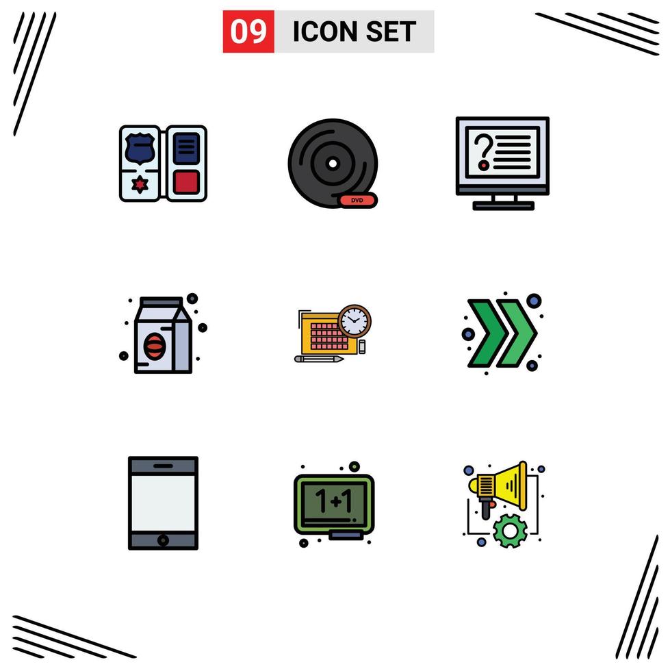 Universal Icon Symbols Group of 9 Modern Filledline Flat Colors of pack coffee storage device bean info Editable Vector Design Elements