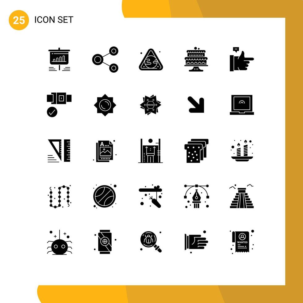 25 Solid Glyph concept for Websites Mobile and Apps cakes baking sharing baked pollution Editable Vector Design Elements
