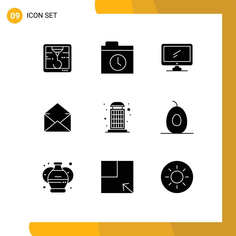 Stock Vector Icon Pack of 9 Line Signs and Symbols for call box imac booth message Editable Vector Design Elements