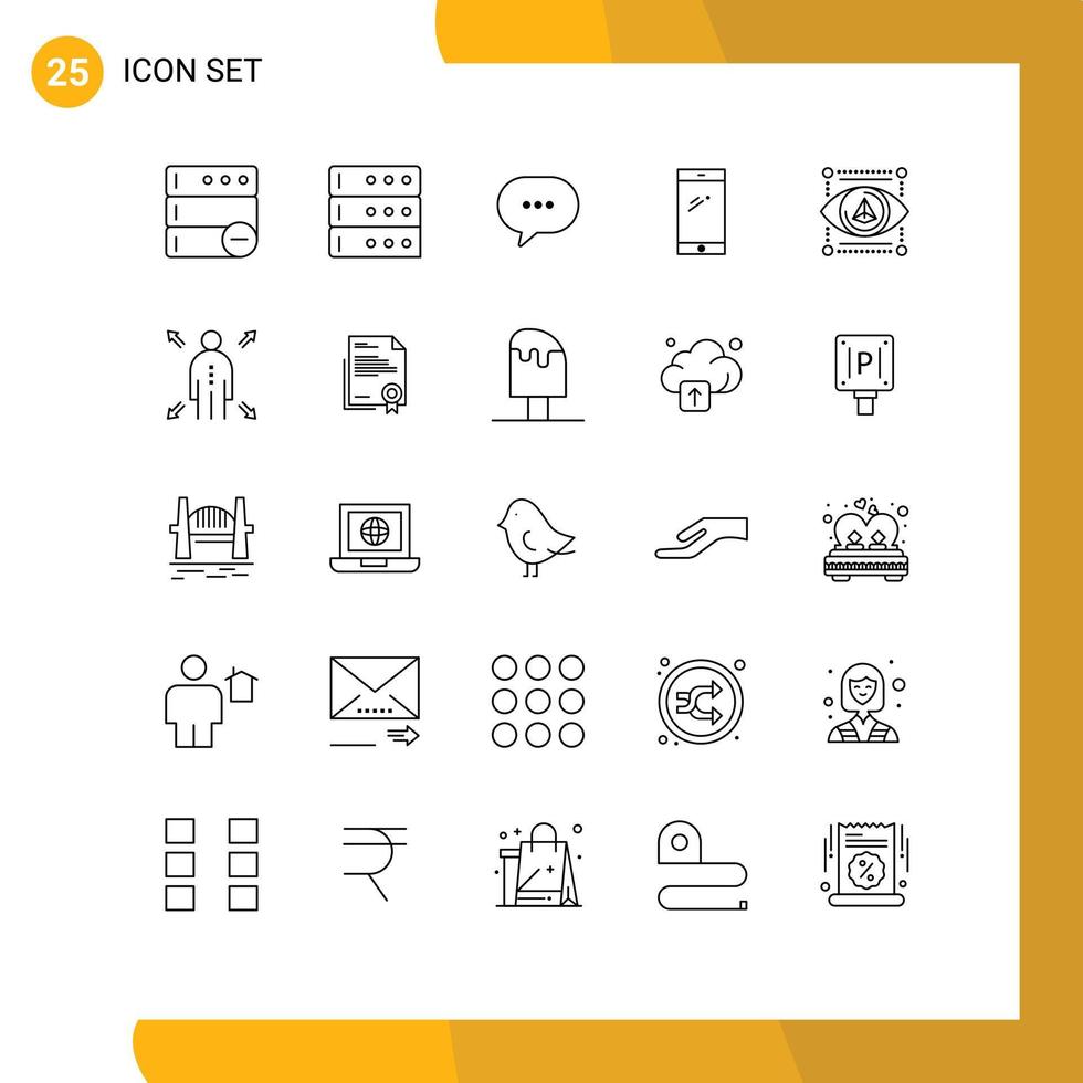 Pictogram Set of 25 Simple Lines of model eye message samsung mobile Editable Vector Design Elements