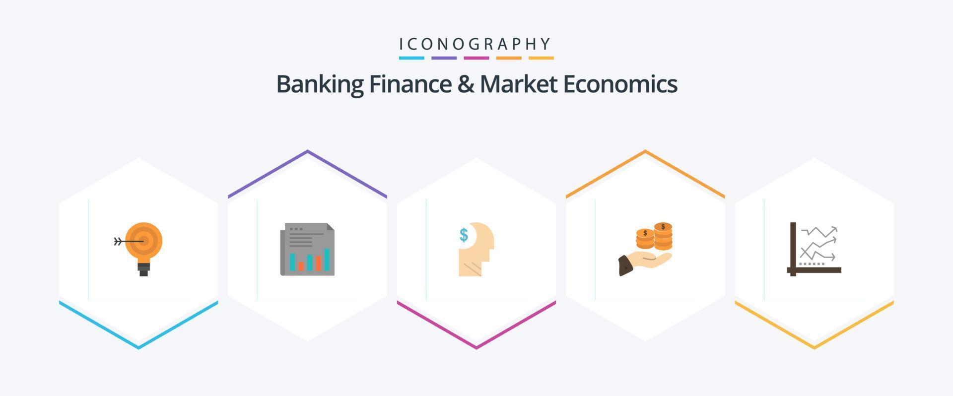 Banking Finance And Market Economics 25 Flat icon pack including profile. costs. financial. avatar. times vector