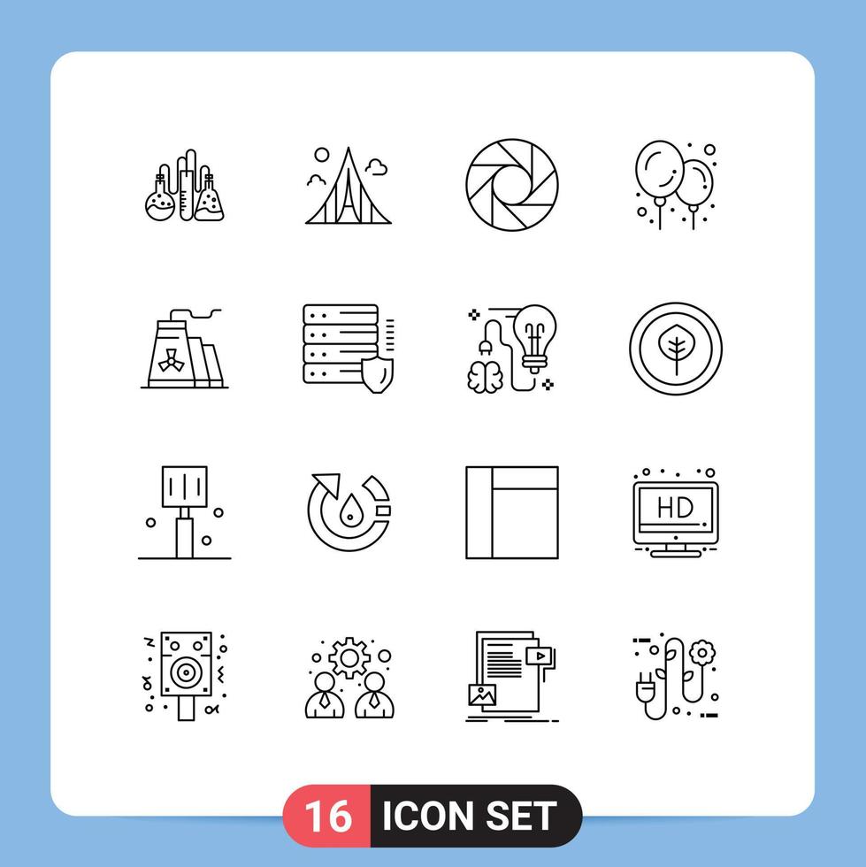 Modern Set of 16 Outlines Pictograph of industry construction martyrs building baby stuff Editable Vector Design Elements