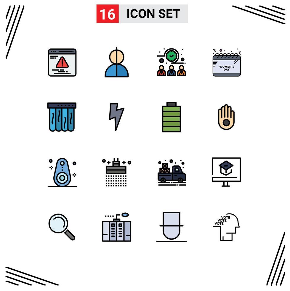Stock Vector Icon Pack of 16 Line Signs and Symbols for pool celebrate meeting time calendar Editable Creative Vector Design Elements