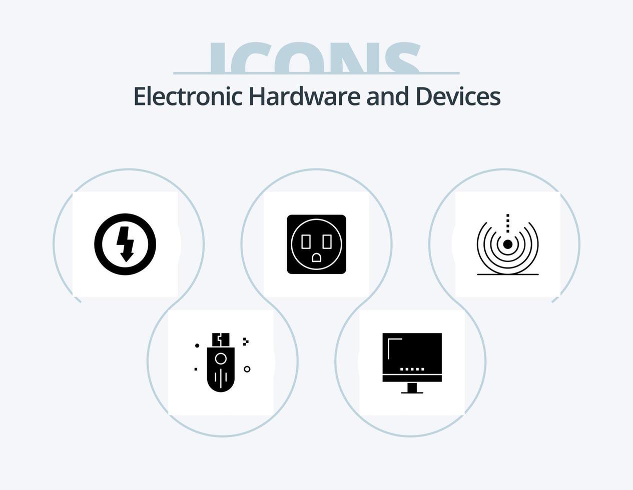 dispositivos glifo icono paquete 5 5 icono diseño. dispositivos. enchufe. imac. eléctrico. electricidad vector