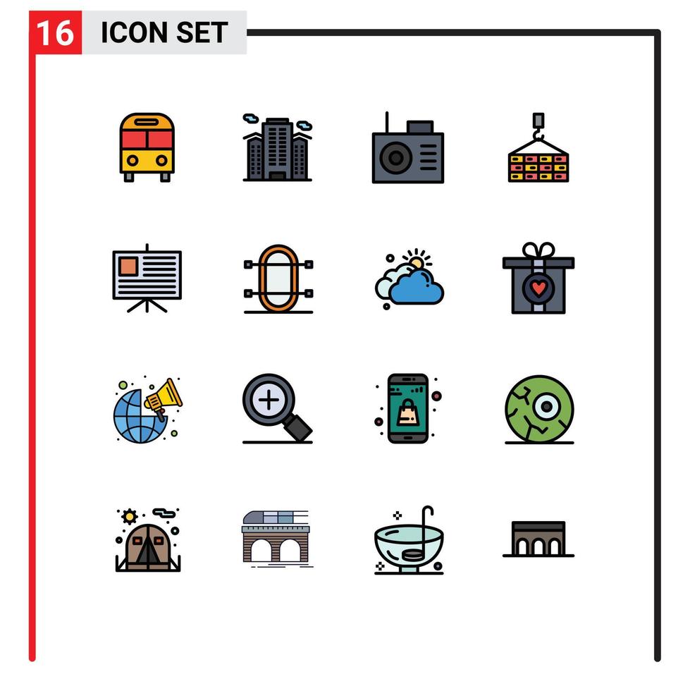 16 Creative Icons Modern Signs and Symbols of business crane work construction building Editable Creative Vector Design Elements