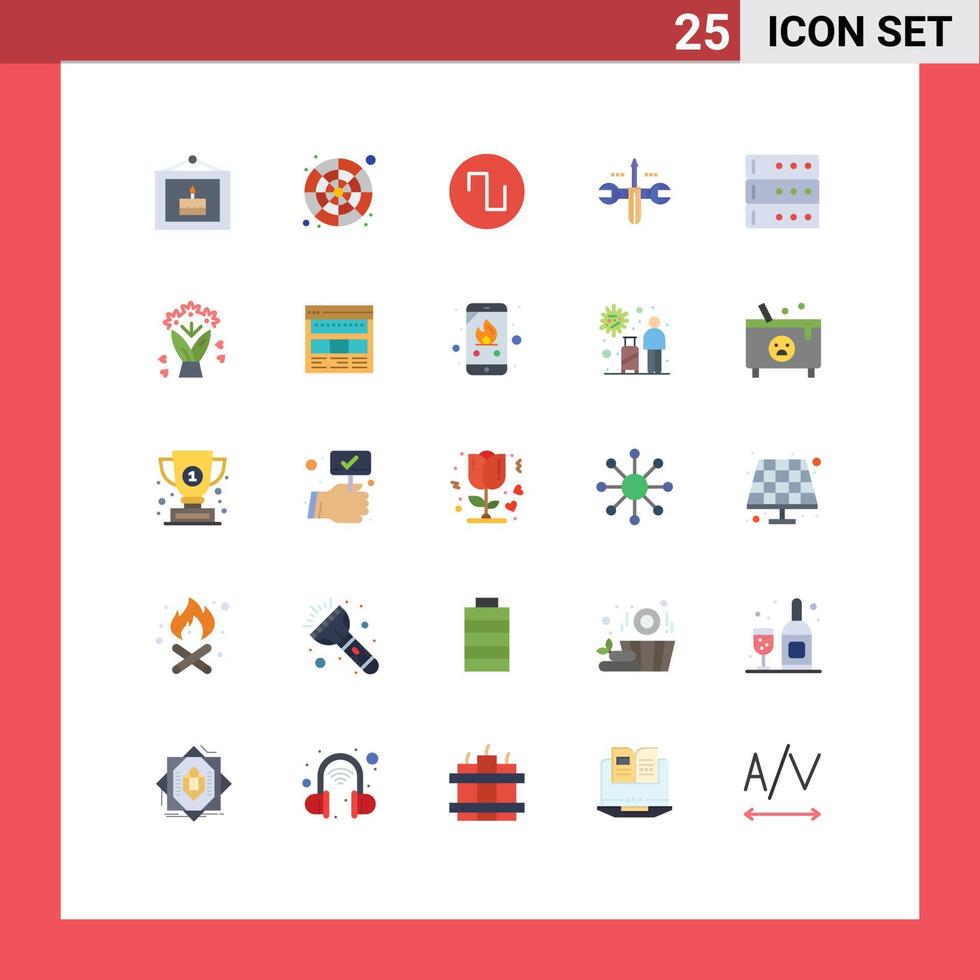 25 Thematic Vector Flat Colors and Editable Symbols of database toolings sample screwdriver cloud Editable Vector Design Elements